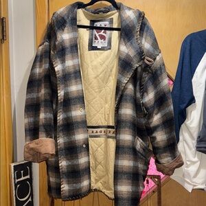 Plaid Hooded unisex  Jacket with Quilted Lining